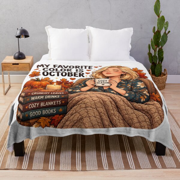 Item preview, My Favorite Color Is October Mom Design | Elite Mom Club Cozy Autumn Blanket designed and sold by DailyStruggleCo.
