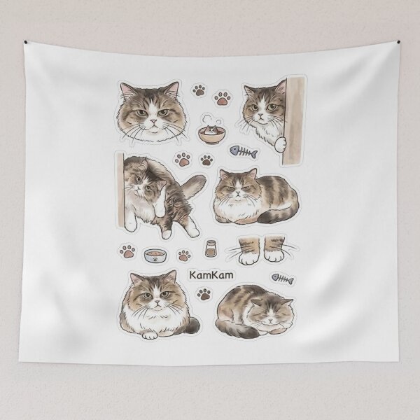 Item preview, KAM KAM the Fluffy Tabby Cat Sticker Pack - Cute Watercolor Illustrations designed and sold by PetalsPaws.
