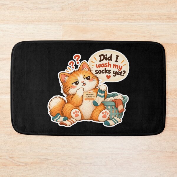 Item preview, NAGGINGCAT3 BY NAGGINGSTICKERSCO. DID I WASH MY SOCKS YET? MUNDANE COLLECTION |BLACK Edition | No.02 designed and sold by LaMaisonOfMY.