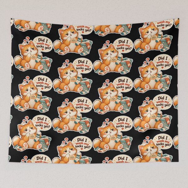 Item preview, NAGGINGCAT3 BY NAGGINGSTICKERSCO. DID I WASH MY SOCKS YET? MUNDANE COLLECTION |BLACK Edition | No.02 designed and sold by LaMaisonOfMY.