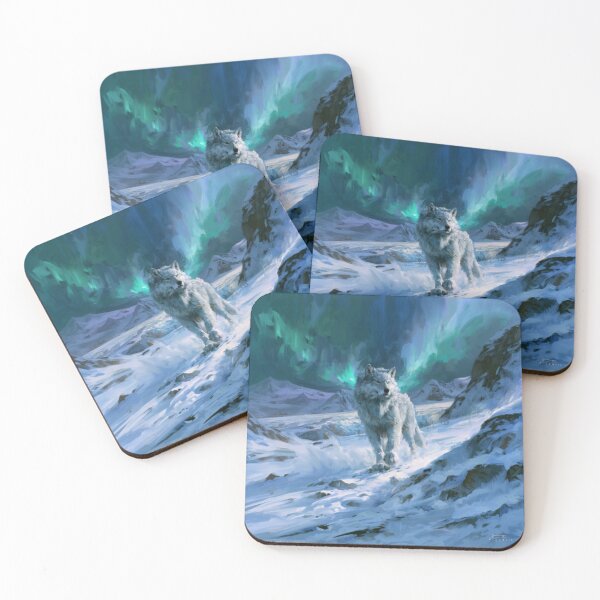 Item preview, A gigantic Amarok of Inuit mythology standing upon a vast snow-covered Arctic landscape beneath the northern lights, Fantasy & Mythological Creatures designed and sold by CDC40.