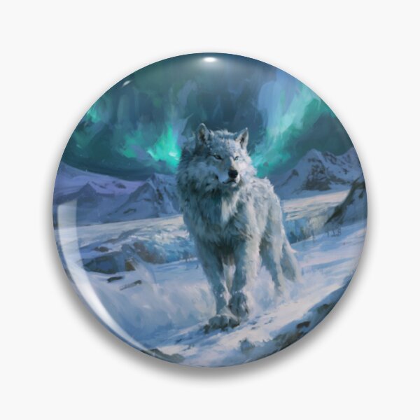 Item preview, A gigantic Amarok of Inuit mythology standing upon a vast snow-covered Arctic landscape beneath the northern lights, Fantasy & Mythological Creatures designed and sold by CDC40.