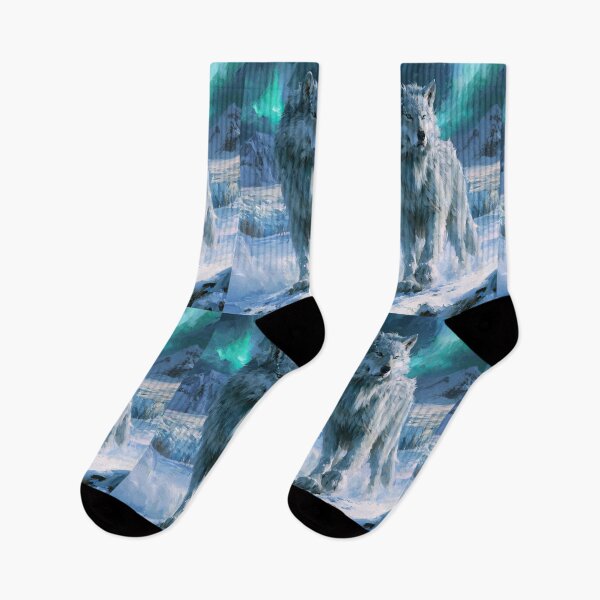 Item preview, A gigantic Amarok of Inuit mythology standing upon a vast snow-covered Arctic landscape beneath the northern lights, Fantasy & Mythological Creatures designed and sold by CDC40.