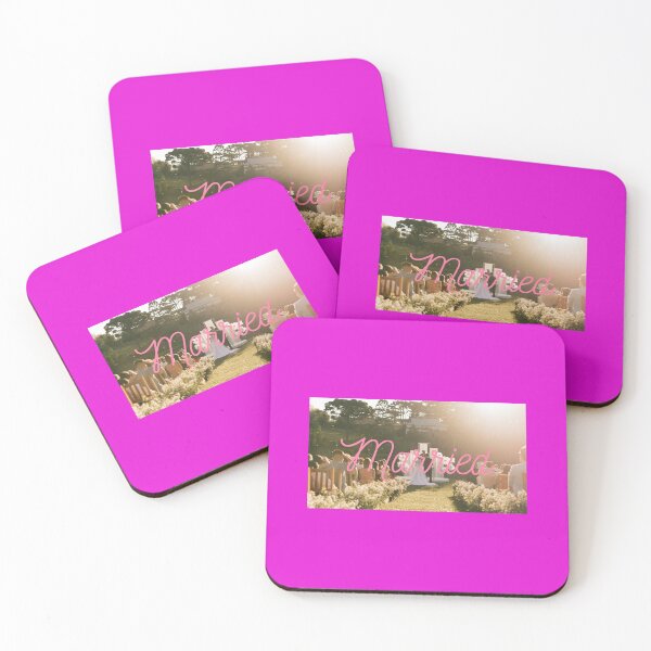 Item preview, Married Neon Pink Retro Script Golden Hour Wedding Party designed and sold by ZestlyStore94.