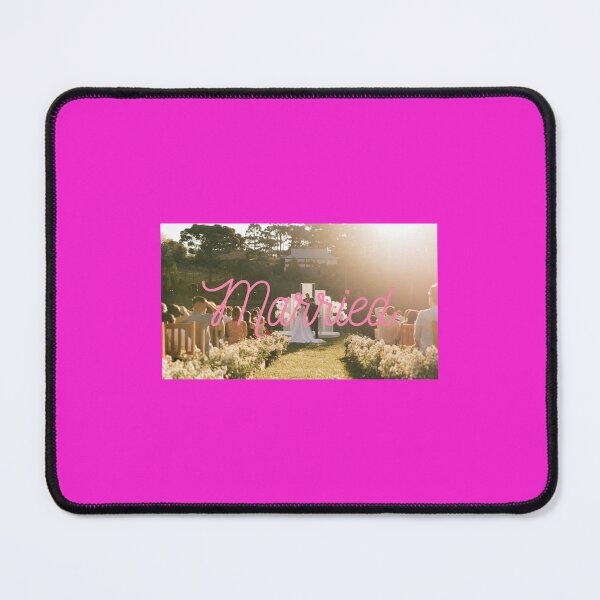 Item preview, Married Neon Pink Retro Script Golden Hour Wedding Party designed and sold by ZestlyStore94.