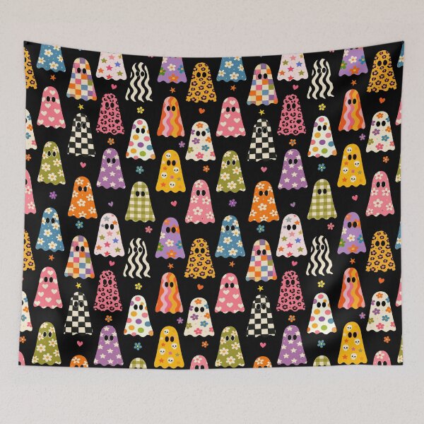 Item preview, Cute Girly Ghosts | Pink Floral Polka Dot & Striped Halloween Ghost Pattern designed and sold by Uniquememorable.