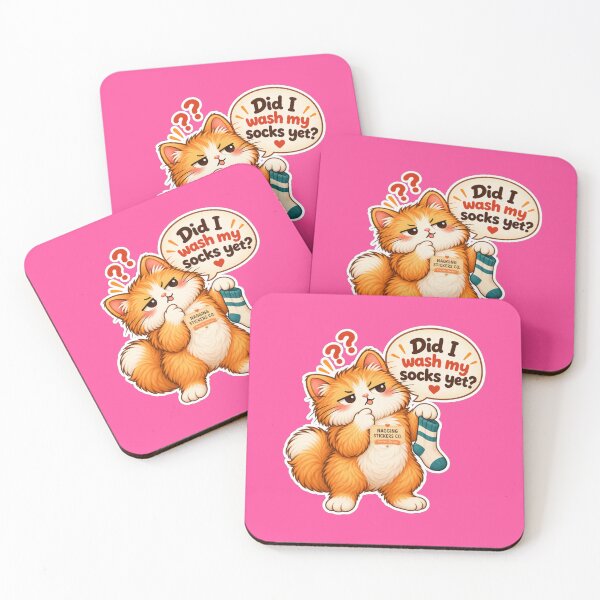 Item preview, NAGGINGCAT3 BY NAGGINGSTICKERSCO. DID I WASH MY SOCKS YET? MUNDANE COLLECTION | ELECTRIC PINK Edition | No.03 designed and sold by LaMaisonOfMY.