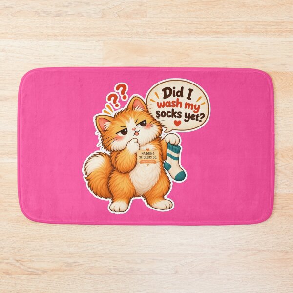 Item preview, NAGGINGCAT3 BY NAGGINGSTICKERSCO. DID I WASH MY SOCKS YET? MUNDANE COLLECTION | ELECTRIC PINK Edition | No.03 designed and sold by LaMaisonOfMY.