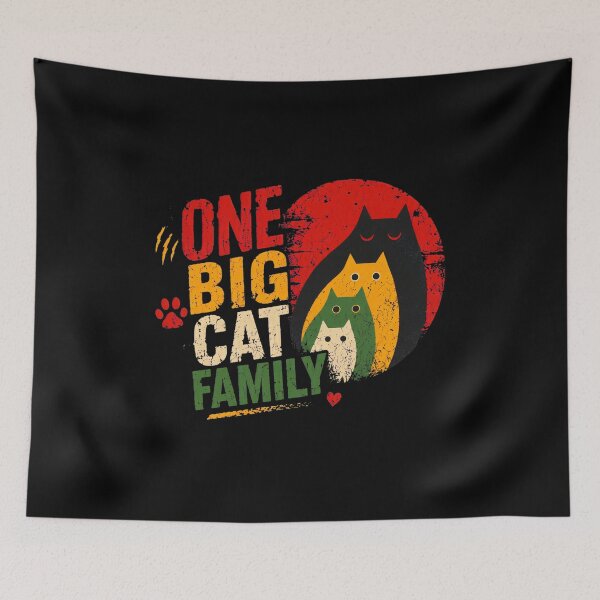 Item preview, One Big Cat Family Retro Distressed Graphic designed and sold by GiaoCalonas.