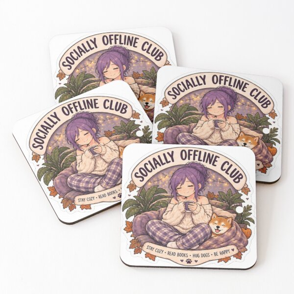 Item preview, Stay Cozy Read Books Hug Dogs Anime Girl Design | Socially Offline Club Autumn designed and sold by DailyStruggleCo.