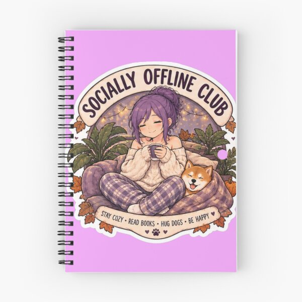 Item preview, Stay Cozy Read Books Hug Dogs Anime Girl Design | Socially Offline Club Autumn designed and sold by DailyStruggleCo.