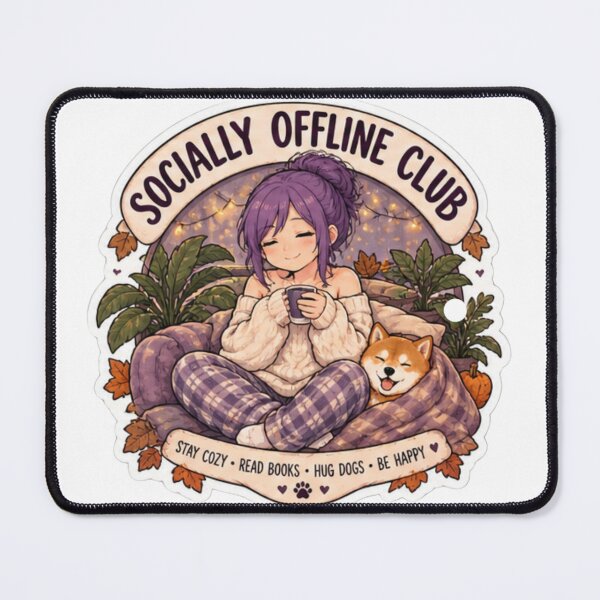 Item preview, Stay Cozy Read Books Hug Dogs Anime Girl Design | Socially Offline Club Autumn designed and sold by DailyStruggleCo.