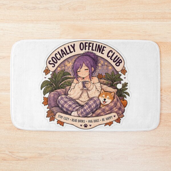 Item preview, Stay Cozy Read Books Hug Dogs Anime Girl Design | Socially Offline Club Autumn designed and sold by DailyStruggleCo.