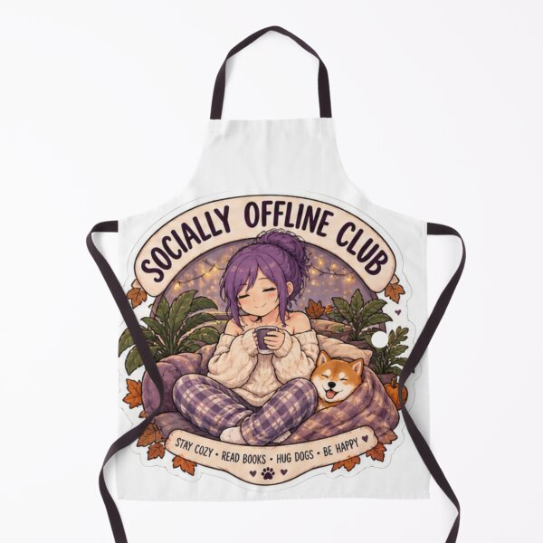 Item preview, Stay Cozy Read Books Hug Dogs Anime Girl Design | Socially Offline Club Autumn designed and sold by DailyStruggleCo.