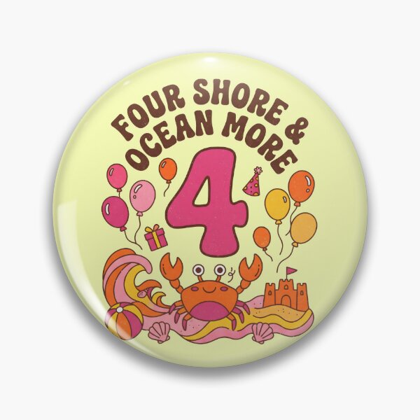 Item preview, Four Shore & Ocean More 4th Birthday – Cute Crab Beach Birthday Design designed and sold by Sea Gem.