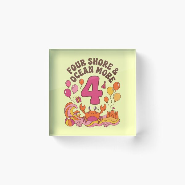 Item preview, Four Shore & Ocean More 4th Birthday – Cute Crab Beach Birthday Design designed and sold by Sea Gem.