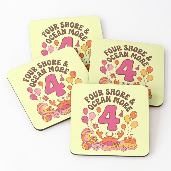 Item preview, Four Shore & Ocean More 4th Birthday – Cute Crab Beach Birthday Design designed and sold by Sea Gem.
