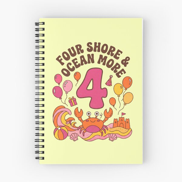Item preview, Four Shore & Ocean More 4th Birthday – Cute Crab Beach Birthday Design designed and sold by Sea Gem.