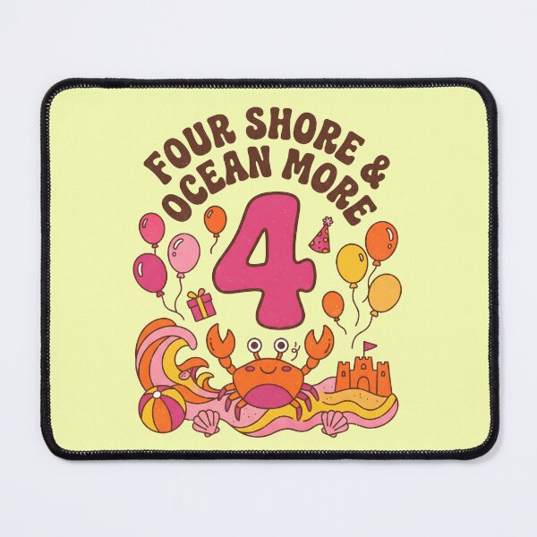 Item preview, Four Shore & Ocean More 4th Birthday – Cute Crab Beach Birthday Design designed and sold by Sea Gem.