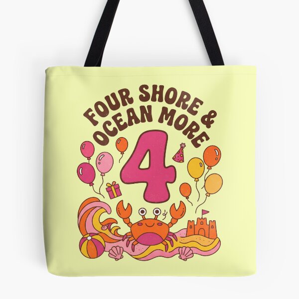 Item preview, Four Shore & Ocean More 4th Birthday – Cute Crab Beach Birthday Design designed and sold by Sea Gem.