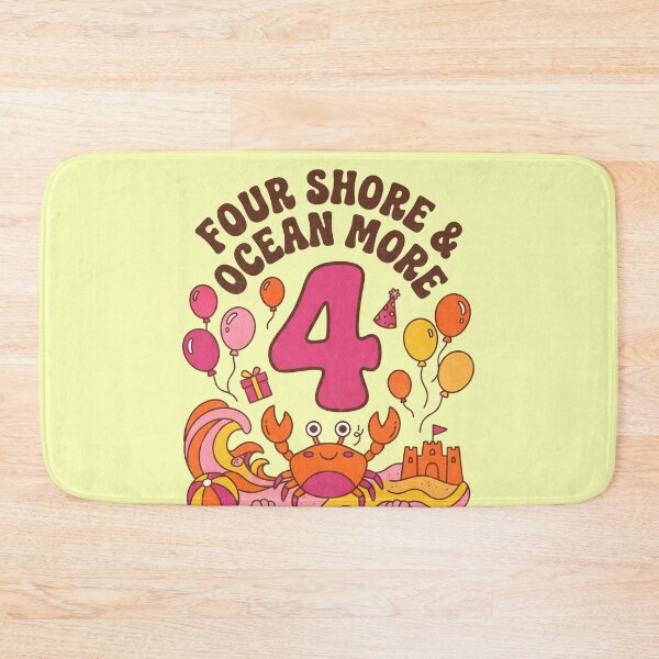 Item preview, Four Shore & Ocean More 4th Birthday – Cute Crab Beach Birthday Design designed and sold by Sea Gem.