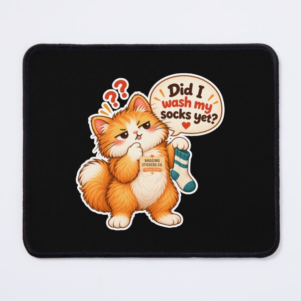Item preview, NAGGINGCAT3 BY NAGGINGSTICKERSCO. DID I WASH MY SOCKS YET? MUNDANE COLLECTION | BLACK Edition | No.03 designed and sold by LaMaisonOfMY.