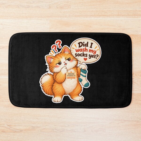 Item preview, NAGGINGCAT3 BY NAGGINGSTICKERSCO. DID I WASH MY SOCKS YET? MUNDANE COLLECTION | BLACK Edition | No.03 designed and sold by LaMaisonOfMY.