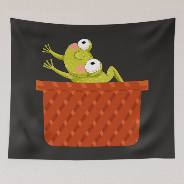 Item preview, Funny Frog in a Basket designed and sold by NAMASTHE WORLD.