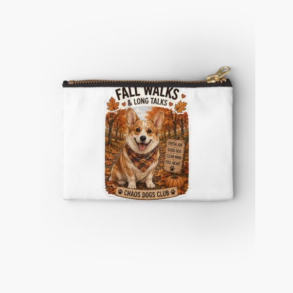Item preview, Fall Walks and Long Talks Corgi Design | Chaos Dogs Club Autumn Dog Walk designed and sold by DailyStruggleCo.