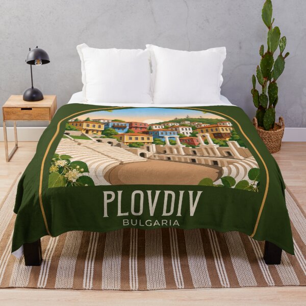 Item preview, Plovdiv Vintage Travel Illustration designed and sold by HomeLivingCo.