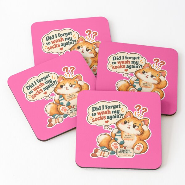 Item preview, NAGGINGCAT3 BY NAGGINGSTICKERSCO. DID I WASH MY SOCKS YET? MUNDANE COLLECTION | ELECTRIC PINK Edition | No.04 designed and sold by LaMaisonOfMY.