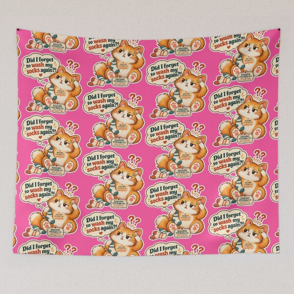 Item preview, NAGGINGCAT3 BY NAGGINGSTICKERSCO. DID I WASH MY SOCKS YET? MUNDANE COLLECTION | ELECTRIC PINK Edition | No.04 designed and sold by LaMaisonOfMY.