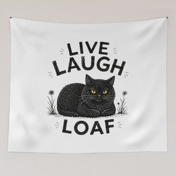 Item preview, Black Cat Live Laugh Loaf Funny Cat Lover Design designed and sold by GiaoCalonas.