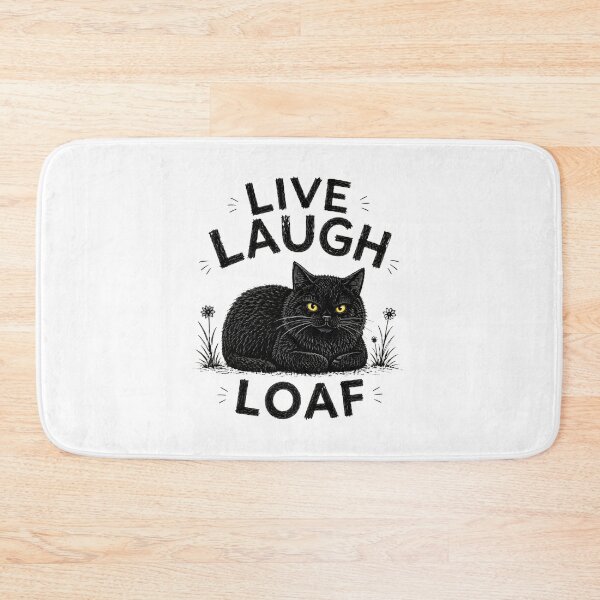 Item preview, Black Cat Live Laugh Loaf Funny Cat Lover Design designed and sold by GiaoCalonas.