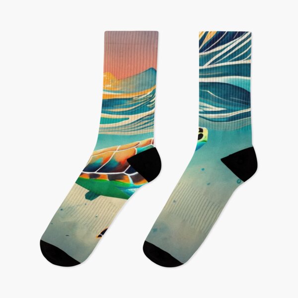 Item preview, Sunset Sea Turtle Below Rolling Swell designed and sold by BeachWhisper.