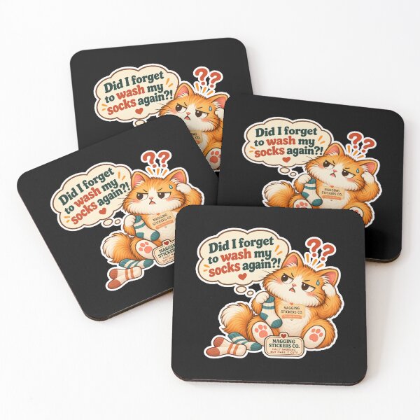 Item preview, NAGGINGCAT3 BY NAGGINGSTICKERSCO. DID I WASH MY SOCKS YET? MUNDANE COLLECTION |BLACK Edition | No.04 designed and sold by LaMaisonOfMY.