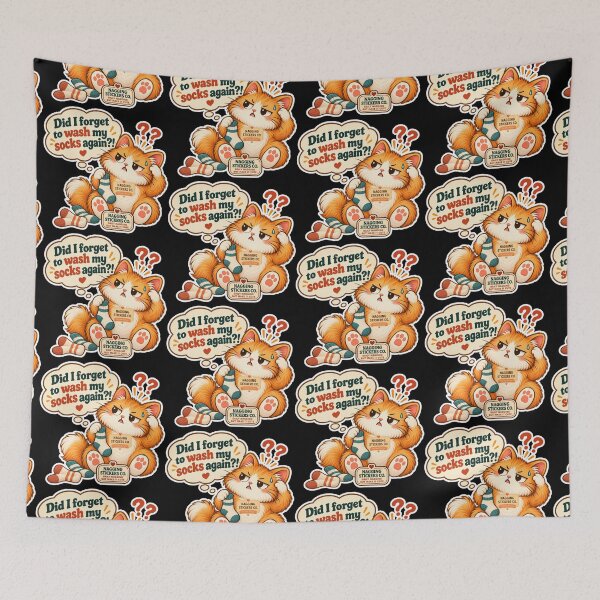 Item preview, NAGGINGCAT3 BY NAGGINGSTICKERSCO. DID I WASH MY SOCKS YET? MUNDANE COLLECTION |BLACK Edition | No.04 designed and sold by LaMaisonOfMY.