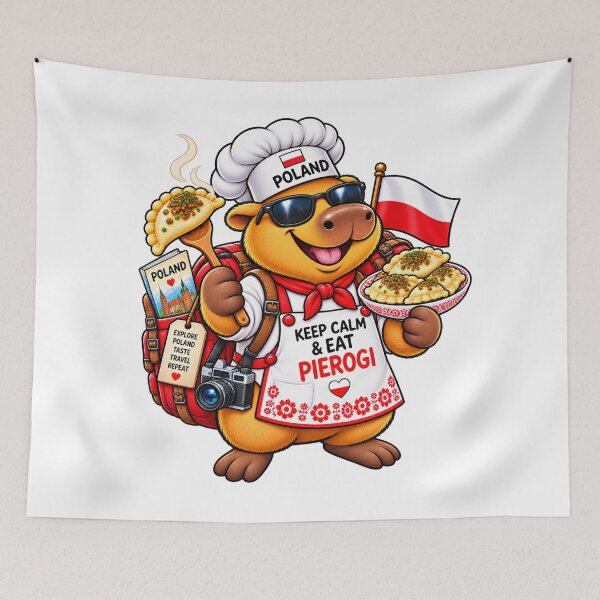 Item preview, Cute Poland Capybara Pierogi Chef – Keep Calm & Eat Pierogi designed and sold by CapybaraTravels.