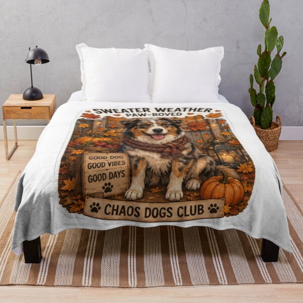 Item preview, Sweater Weather Paw-Roved Australian Shepherd Design | Chaos Dogs Club Autumn designed and sold by DailyStruggleCo.
