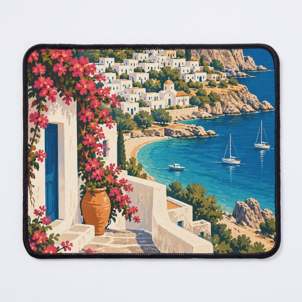 Item preview, Lindos Greece Travel Souvenir Midcentury Illustration designed and sold by VisualArtsOasis.