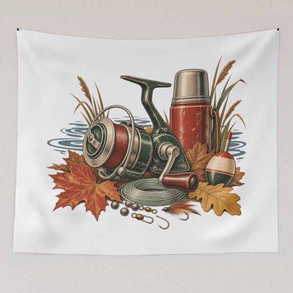 Item preview, Vintage Autumn Fishing Tackle designed and sold by Golden Era Studio.