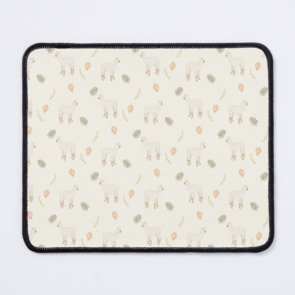Item preview, A simple and subtle watercolor seamless pattern featuring mini llamas, tropical leaves, and hot air balloons on a warm neutral cream background. designed and sold by svitlaarty.