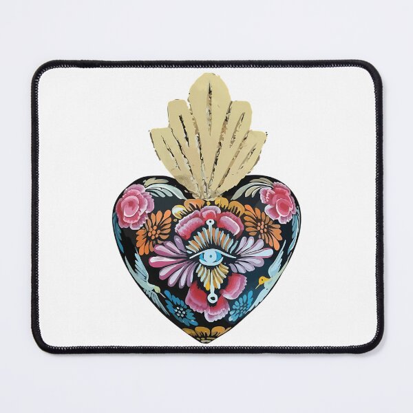 Item preview, Mexican Wooden Heart Oaxacan Wood Carving Hand Painted Flower Evil Eye Milagrito Folk Art Interior Design Decoration designed and sold by DekorStyle.