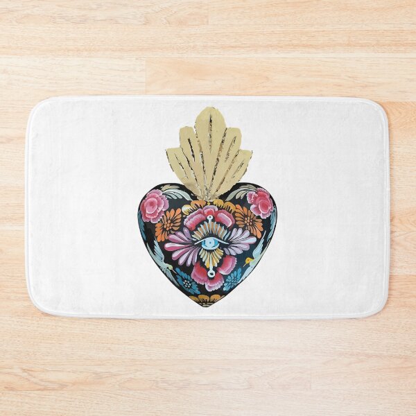 Item preview, Mexican Wooden Heart Oaxacan Wood Carving Hand Painted Flower Evil Eye Milagrito Folk Art Interior Design Decoration designed and sold by DekorStyle.