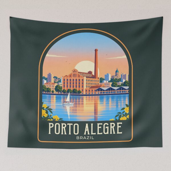 Item preview, Ilustración de viaje vintage de Porto Alegre designed and sold by HomeLivingCo.