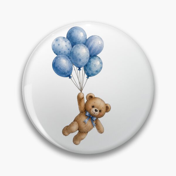 Item preview, Cute Teddy Bear Flying with Blue Balloons designed and sold by ZyVoAli.