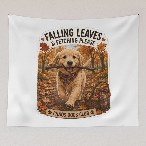 Item preview, Falling Leaves and Fetching Please Golden Retriever Design | Chaos Dogs Club designed and sold by DailyStruggleCo.