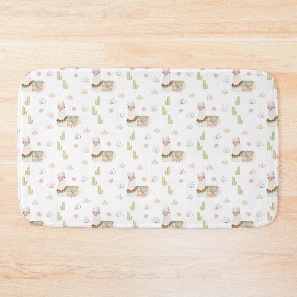 Item preview, Cute Watercolor Resting Llama with Flowers White Boho Pattern designed and sold by svitlaarty.