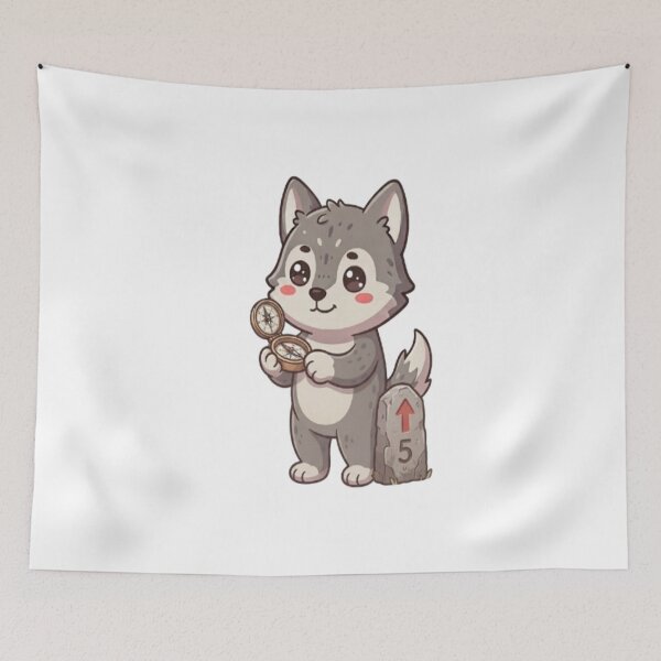 Item preview, Cute Wolf Holding Compass Milestone designed and sold by Ella_Sketch.