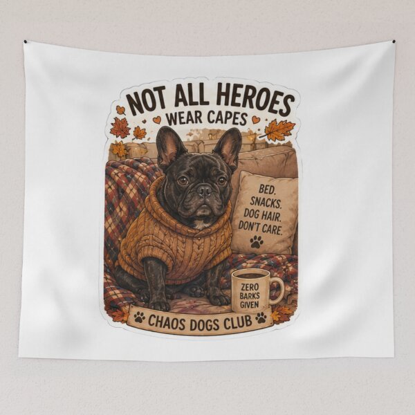 Item preview, Not All Heroes Wear Capes French Bulldog Design | Chaos Dogs Club Cozy Sweater designed and sold by DailyStruggleCo.